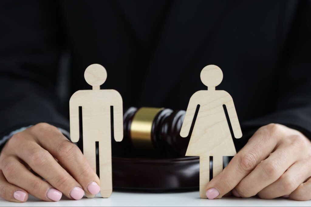 Wooden silhouette of man and woman