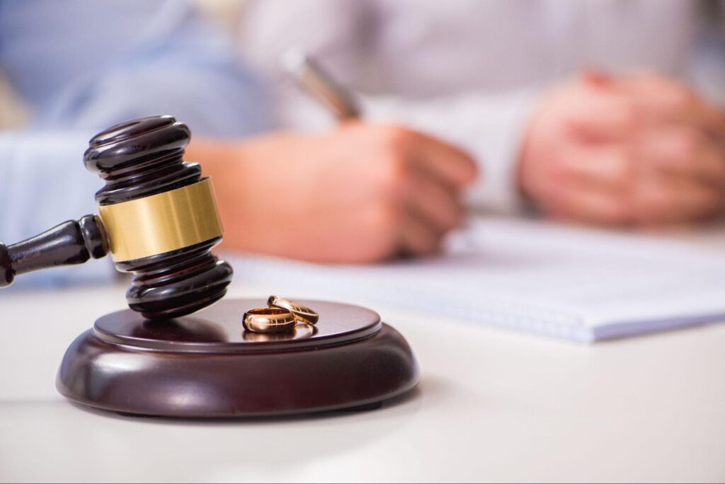 Rings sitting on top of gavel